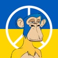ukraine bored ape yacht club peach NFT. Revolution monkey, symbol of peace