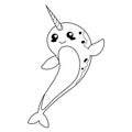 Narwhal cartoon line art