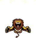 Angry leaping lion mascot character