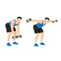 Man doing Dumbbell bent over reverse flyes. Flat vector Royalty Free Stock Photo