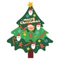 Hand drawing cute cartoon chirstmas tree