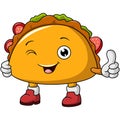 Cute taco cartoon character giving thumbs up