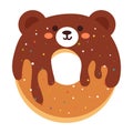 Cute cartoon doughnut with bear character design