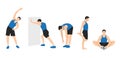 Workout man set. Man doing fitness exercises. Warm up before gym Royalty Free Stock Photo