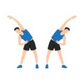 Man doing Obliques stretch exercise. Flat vector illustration Royalty Free Stock Photo
