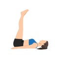 Woman doing Yoga in half plough pose vector. Girl lying on the floor