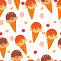 seamless pattern cartoon dessert. cute food wallpaper for textile, gift wrap paper Royalty Free Stock Photo