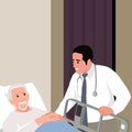 Stationary treatment. Elderly patient lies on medical bed under drip Royalty Free Stock Photo