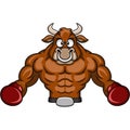 Cartoon bull a boxing player