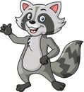 Cute raccoon cartoon waving hand Royalty Free Stock Photo