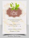 Wedding Invitation Card with beautiful blooming floral watercolor background. Royalty Free Stock Photo