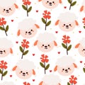 seamless pattern cartoon sheep and flower. cute animal wallpaper illustration for gift wrap paper Royalty Free Stock Photo