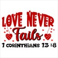 Love Never Fails 1 Corinthians 13:8, 14 February typography design