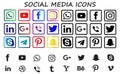 popular social media icon vector design isolated on white background with color and black and white icons. Royalty Free Stock Photo