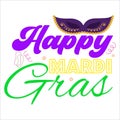 Happy Mardi Gras, Typography design for Carnival celebration