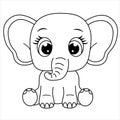 Cute Elephant Coloring Page. Cartoon Baby Elephant Illustration For Children Royalty Free Stock Photo