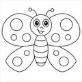 Funny Butterfly Coloring Page. Cute Butterfly Cartoon Vector Illustration For Children Royalty Free Stock Photo