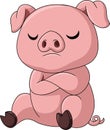 Cute sad pig cartoon on white background Royalty Free Stock Photo