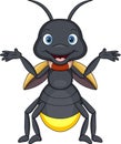 Cute happy firefly cartoon on white background