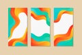 Design set of vertical modern backgrounds, vector layered. A4 abstract color 3d paper art illustration.