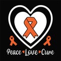 Peace Love Cure, (White Orange) Typography Design