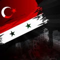 Turkey and Syria Flag - Turkey Earthquake - Syria Earthquake - Earthquake Background