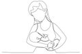 A mother breastfeeds her newborn