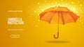 Shield umbrella. Low poly wireframe style. The concept of protection and isolation from external risk factors. Vector illustration Royalty Free Stock Photo
