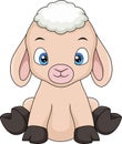 Cute baby sheep cartoon sitting Royalty Free Stock Photo