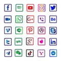Basic Social Media icons around the world