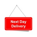 next day delivery sign on white Royalty Free Stock Photo