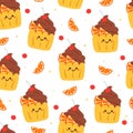 seamless pattern cartoon dessert. cute food wallpaper for textile, gift wrap paper Royalty Free Stock Photo