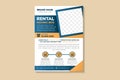 Rental moving box flyer template design with combination blue and brown colors element Royalty Free Stock Photo