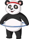 Cute panda cartoon twirling hula hoop