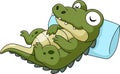 Cute baby crocodile cartoon sleeping