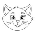 Smiling Cute Cat Outline Design On White Background Royalty Free Stock Photo