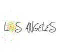 los angeles text with colorful paint drops