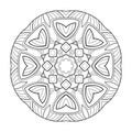 Simple round mandala with striped patterns on a white isolated background. Royalty Free Stock Photo
