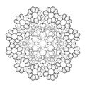 Decorative mandala with simple flowers and patterns on a white isolated bacgrkound. Royalty Free Stock Photo