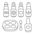 Make-up Tools Outline Coloring Pages