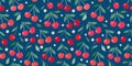 Cherries seamless pattern, summer fresh fruits wallpaper