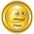 3D Gold Coin pepe crypto currency icon I Memecoin cryptocurrency