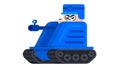 Cartoon soldier driving a tank.