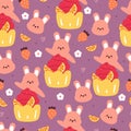 cute seamless pattern cartoon bunny with cute dessert. animal wallpaper for kids, textile, fabric print, gift wrap paper Royalty Free Stock Photo