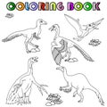 Coloring book with cartoon dinosaurs