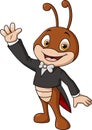 Cute ant cartoon waving hand Royalty Free Stock Photo