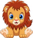 Cartoon cute baby lion sitting on white background Royalty Free Stock Photo