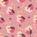 cute seamless pattern cartoon bunny with cute dessert. animal wallpaper for kids, textile, fabric print, gift wrap paper Royalty Free Stock Photo