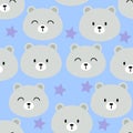 gray cute bear seamless pattern