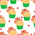 cute seamless pattern cartoon bear with cute dessert. animal wallpaper for kids, textile, fabric print, gift wrap paper Royalty Free Stock Photo